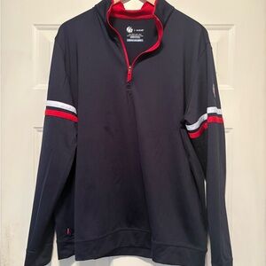 Navy Chick-Fil-A Quarter-Zip Pullover with Red and White Stripes